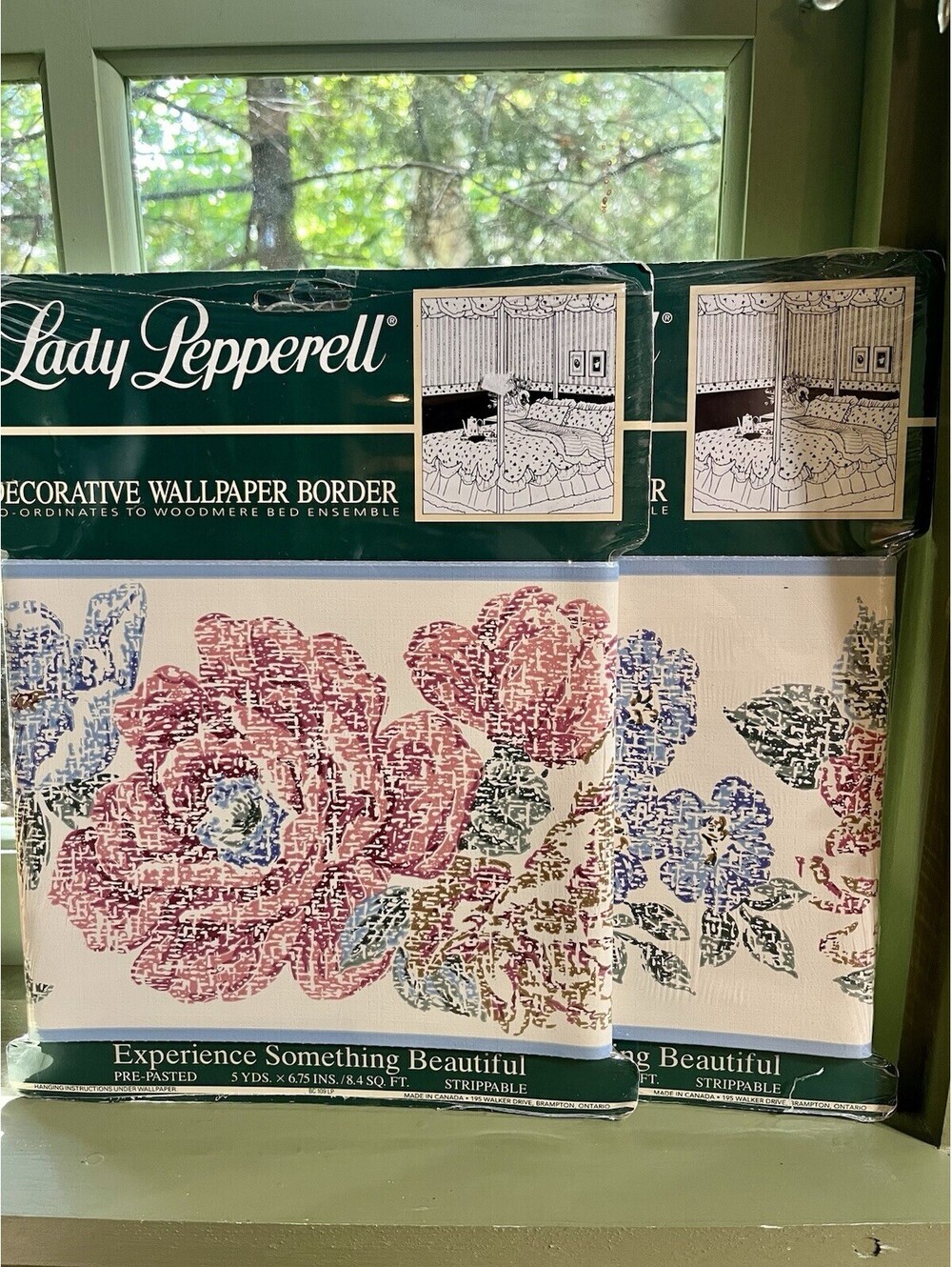 Vintage Wallpaper Lot of 2 Lady Pepperell Wall Border Prepasted 30ft Floral
